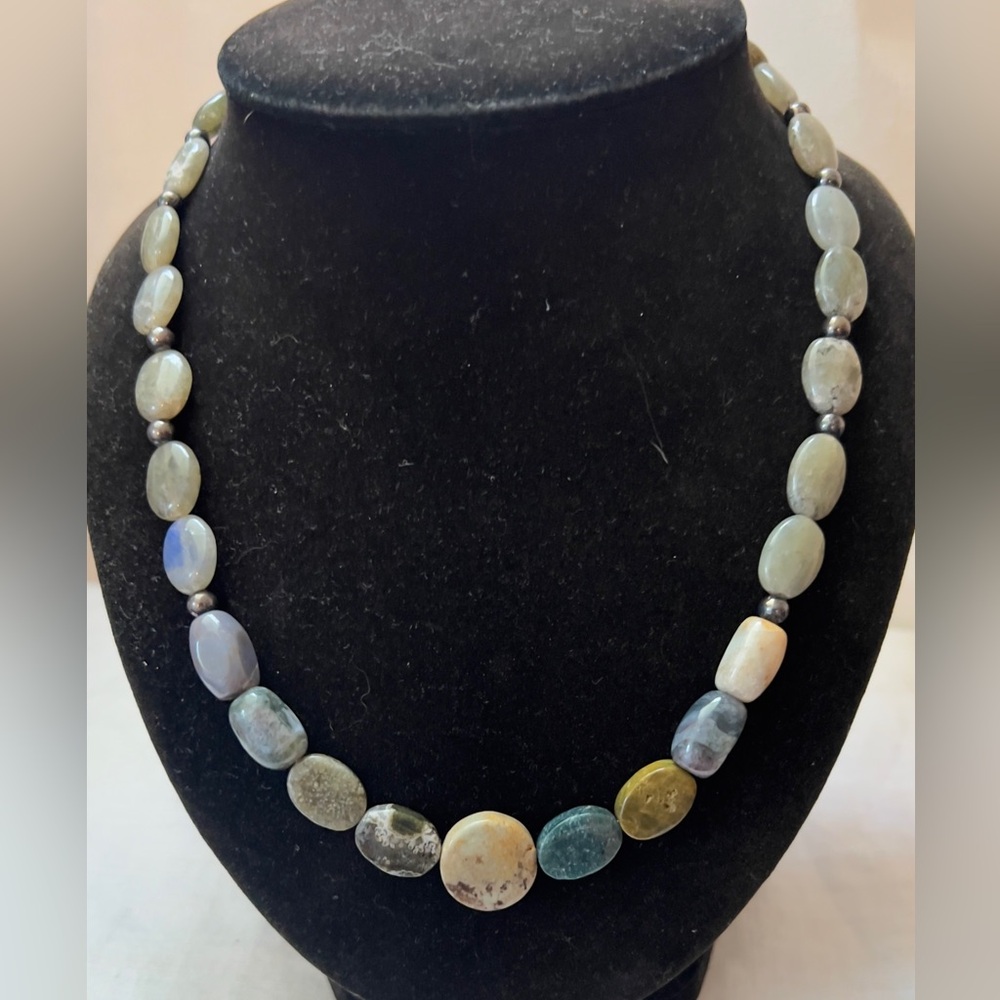 Iridescent Labradorite And Agate Statement Neckla… - image 7